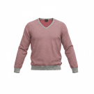 Henry Cotton’s Maglione lavorato a maglia vintage con scollo a V logo rosso/grigio da uomo L
