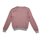 Henry Cotton’s Maglione lavorato a maglia vintage con scollo a V logo rosso/grigio da uomo L