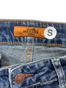 HERMES JEANS EMBROIDERED WASHED BLUE UNISEX PRE OWNED S