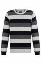 HILFIGER DENIM MAGLIA RIGATA BIANCO NERO GRIGIO UOMO PRE OWNED M