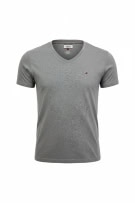 HILFIGER DENIM T-SHIRT V-NECK WITH LOGO GREY MENS S