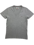 HILFIGER DENIM T-SHIRT V-NECK WITH LOGO GREY MENS S