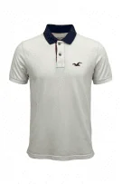 HOLLISTER Polo Shirt Classic Logo White with Blue Collar Women’s S