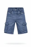 HOT TO HELL CARGO DENIM SHORTS WASHED BLUE MEN PRE OWNED M