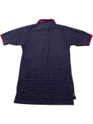 Izod Club Patterned Polo Shirt Blue with Burgundy Collar