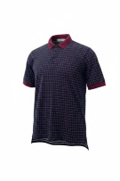 Izod Club Patterned Polo Shirt Blue with Burgundy Collar