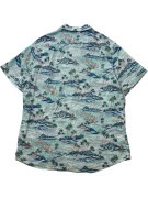 IZOD CAMICIA HAWAIIAN PRINT TROPICAL LIGHT BLUE UOMO PRE OWNED L