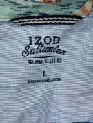 IZOD CAMICIA HAWAIIAN PRINT TROPICAL LIGHT BLUE UOMO PRE OWNED L