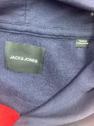JACK & JONES felpa con cappuccio color-block con logo blu-rosso-bianco da uomo M/L