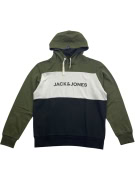 Jack & Jones Colorblock Hoodie Casual Logo Khaki Black Men’s L