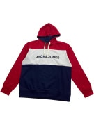 JACK & JONES COLORBLOCK HOODIE RED/WHITE/NAVY MEN'S XL