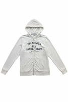 Jack & Jones Felpa con cappuccio con zip logo bianco unisex L