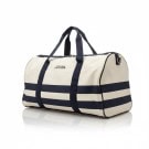 JEAN PAUL GAULTIER DUFFLE BAG CLASSIC STRIPED CREAM NAVY UNISEX PRE OWNED
