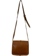 Καφέ Δερμάτινη Crossbody Τσάντα με Ρυθμιζόμενο Λουράκι
