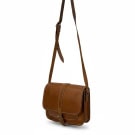 Καφέ Δερμάτινη Crossbody Τσάντα με Ρυθμιζόμενο Λουράκι