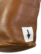 Καφέ Δερμάτινη Shoulder / Crossbody Τσάντα με Μακρύ Λουράκι