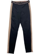 Kappa x Tezenis Black Leggings with Beige Stripes Women’s Size L