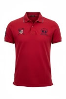 LA MARTINA Short Sleeve Polo Shirt Red Embroidered Logos Men's Size L