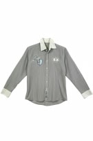 LA MARTINA STRIPED SHIRT VINTAGE STYLE EMBROIDERED GREY/WHITE UNISEX S
