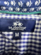 LA MARTINA SHIRT VINTAGE EMBROIDERED LOGO BLUE CHECKED MENS M
