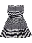 LACOSTE Strapless Dress Striped Blue-White Women's L