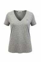Lacoste T-Shirt da donna grigio con scollo a V logo taglia S