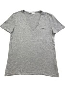 Lacoste T-Shirt da donna grigio con scollo a V logo taglia S