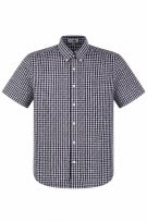LACOSTE SHORT SLEEVE CHECK SHIRT BLUE MENS PRE OWNED M
