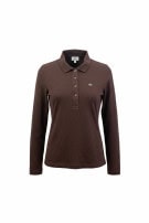 LACOSTE LONG SLEEVE POLO CLASSIC BROWN WOMEN PRE OWNED M