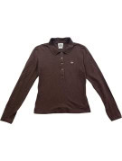 LACOSTE LONG SLEEVE POLO CLASSIC BROWN WOMEN PRE OWNED M