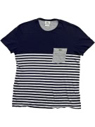 Lacoste T-shirt blu navy e a righe con taschino vestibilità regular L