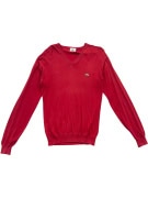 Lacoste Πλεκτή Μπλούζα V-Neck Logo Κόκκινη Unisex L
