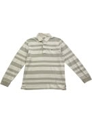 Lacoste Polo a maniche lunghe a righe beige da uomo M