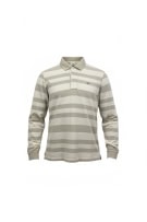 Lacoste Polo a maniche lunghe a righe beige da uomo M