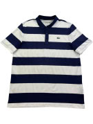 LACOSTE SPORT POLO SHIRT STRIPED NAVY WHITE MEN PRE OWNED M
