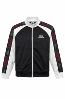 LACOSTE TRACK JACKET SPORTY NERO BIANCO UOMO PRE OWNED L