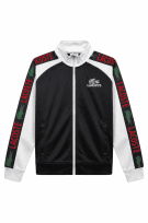 LACOSTE TRACK JACKET SPORTY BLACK WHITE MEN PRE OWNED M