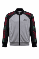 LACOSTE TRACK JACKET SPORTY GREY BLACK MENS PRE OWNED M