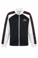 LACOSTE TRACK JACKET STRETCH BLACK WHITE MEN PRE OWNED L