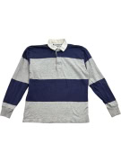 LANDS\' END Maglia da rugby a righe retrò blu / grigio unisex L