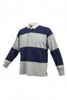 LANDS\' END Maglia da rugby a righe retrò blu / grigio unisex L