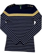 LAUREN STRIPED METALLIC BLUE WOMEN PRE OWNED S