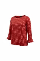 LAUREN Ralph Lauren Red Polka Dot Blouse 3/4 Sleeve Cotton Women’s M
