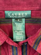LAUREN VINTAGE STRIPED SHIRT BURGUNDY WOMEN PRE OWNED S