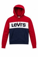 LEVIS HOODIE COLORBLOCK RED MEN PRE OWNED S