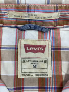 Levi's Short Sleeve Shirt Slim Fit Plaid Beige-White-Red Women's M