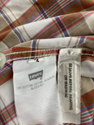 Levi's Short Sleeve Shirt Slim Fit Plaid Beige-White-Red Women's M