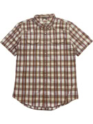 Levi's Short Sleeve Shirt Slim Fit Plaid Beige-White-Red Women's M