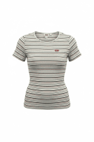 LEVI\'S T-SHIRT CASUAL CON LOGO RED TAB A RIGHE DA DONNA XXS-XS