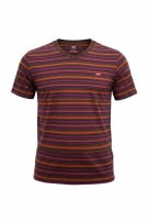 LEVI'S STRIPED T-SHIRT WITH LOGO TAB BROWN UNISEX MEDIUM